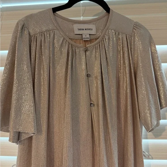 NWOT Sabina Musayev Metallic Gold dress size XS - Picture 2 of 6